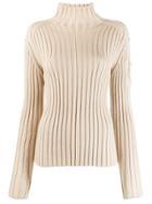 Chloé Ribbed Roll Neck Jumper - Brown
