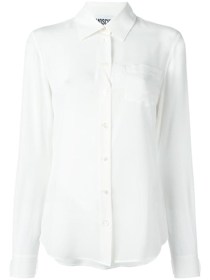 Moschino Classic Button-down Blouse, Women's, Size: 40, White, Silk/polyester/polyurethane