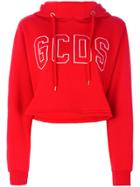 Gcds Logo Cropped Hoodie - Red