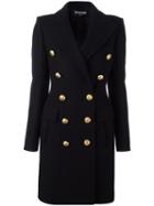 Balmain Double Breasted Coat, Women's, Size: 40, Black, Cotton/viscose/cashmere/wool