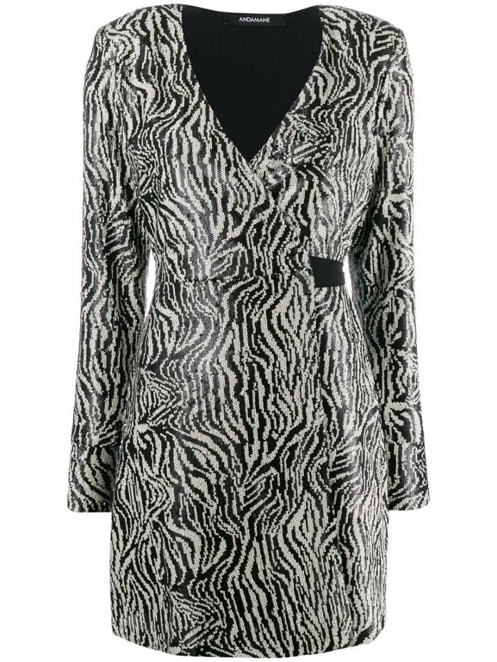 Andamane Sequinned Wrap Dress - Black
