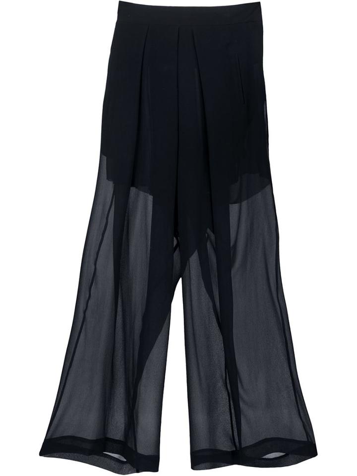Isabel Benenato Sheer Cropped Trousers, Women's, Size: 44, Black, Silk