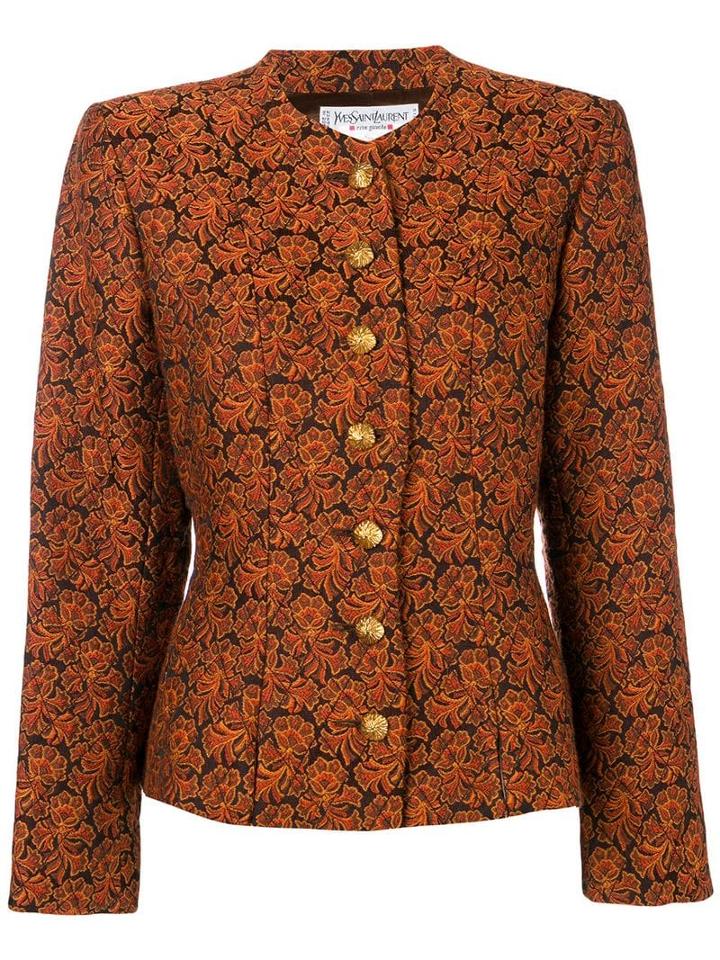 Yves Saint Laurent Pre-owned Puff Sleeve Jacquard Jacket - Orange