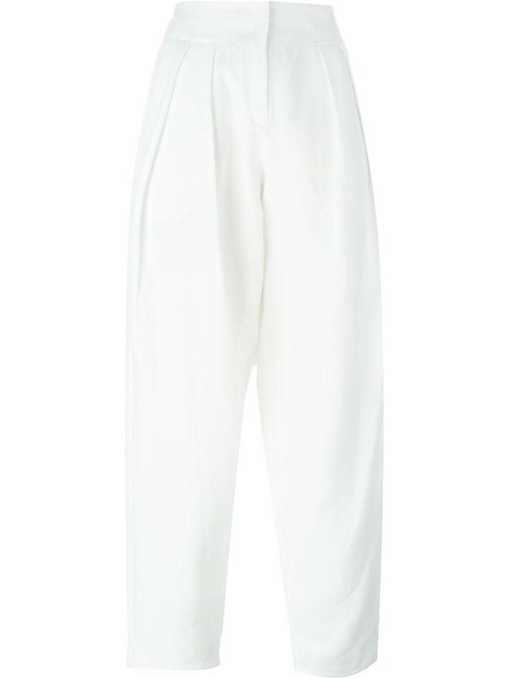 Dusan Pleated Trousers, Women's, Size: 38, White, Linen/flax
