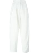 Dusan Pleated Trousers, Women's, Size: 38, White, Linen/flax