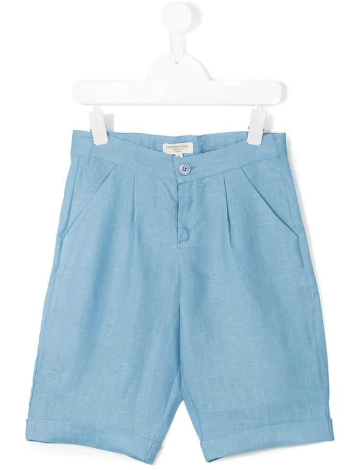 Cashmirino - Turn-up Bermuda Shorts - Kids - Linen/flax - 6 Yrs, Blue
