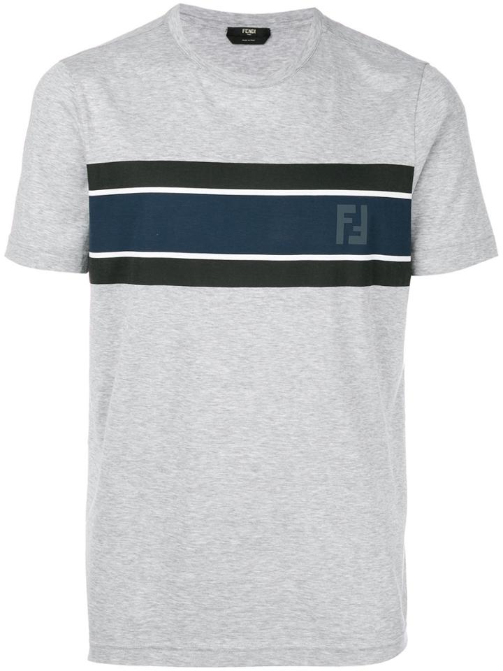 Fendi Contrast Panel Logo T-shirt - Grey