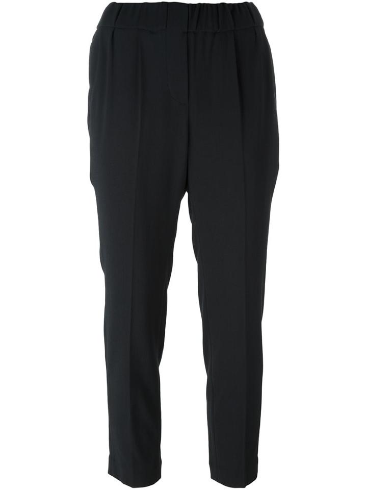 Brunello Cucinelli High-waisted Trousers, Women's, Size: 40, Black, Polyester/acetate/cupro/virgin Wool