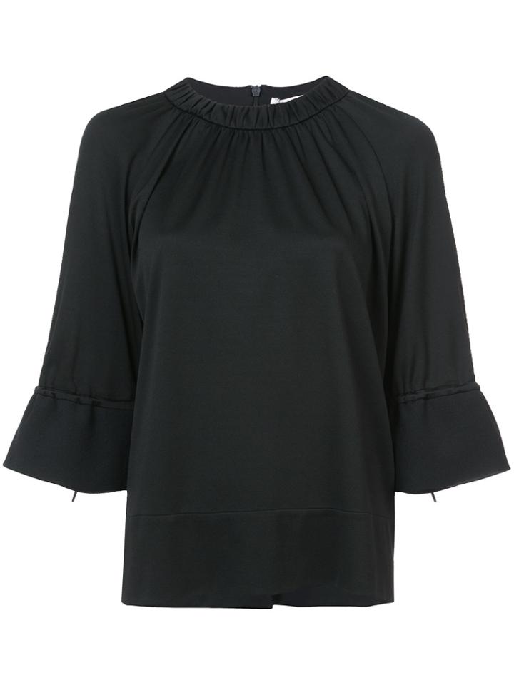 Tibi Astor Shirred Blouse - Black
