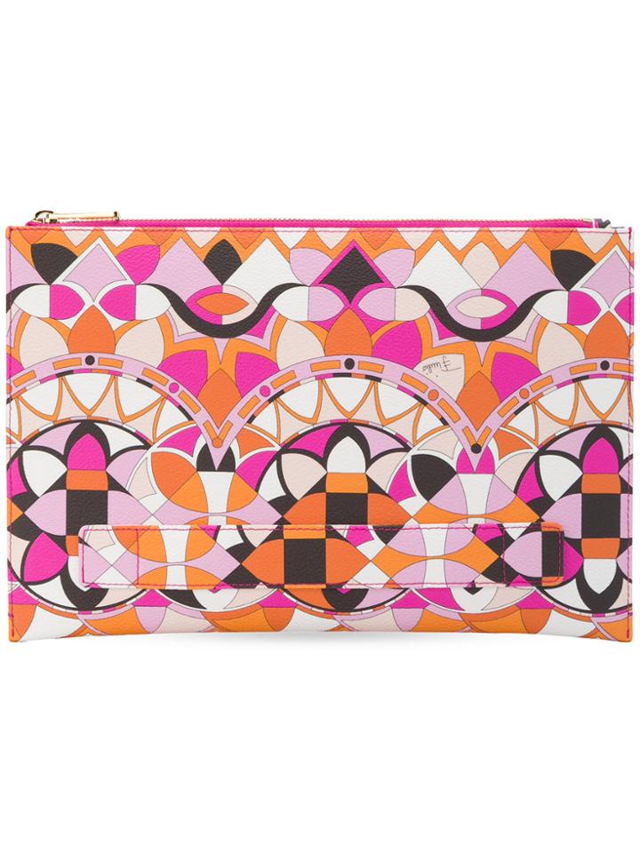 Emilio Pucci Graphic Print Clutch Bag - Pink & Purple