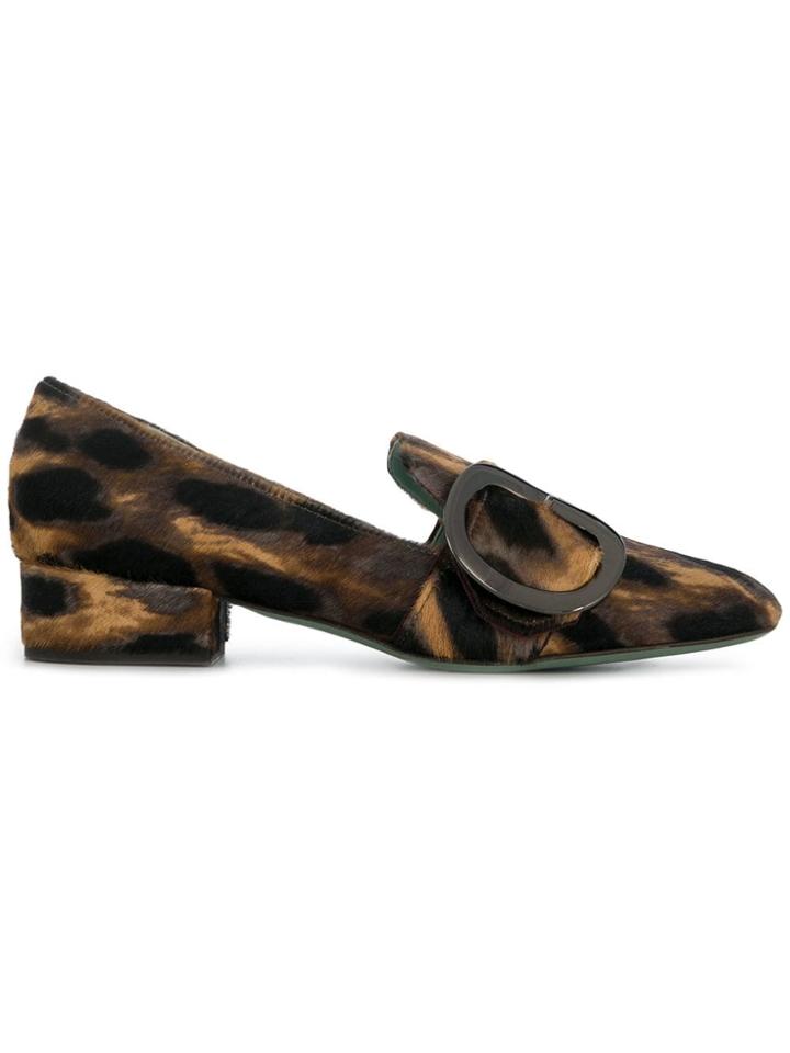 Paola D'arcano Leopard Print Loafers - Brown