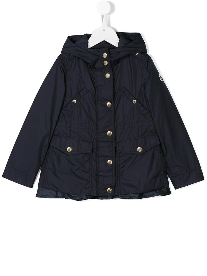 Moncler Kids Hooded Parka, Girl's, Size: 8 Yrs, Blue