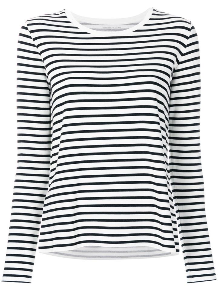 Majestic Filatures Striped Jersey Top - White