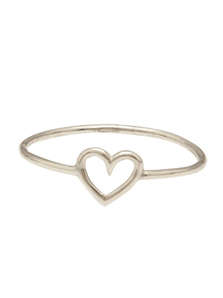 Aurelie Bidermann Thin Heart Cut Out Ring, Women's, Size: 7, Metallic, Silver
