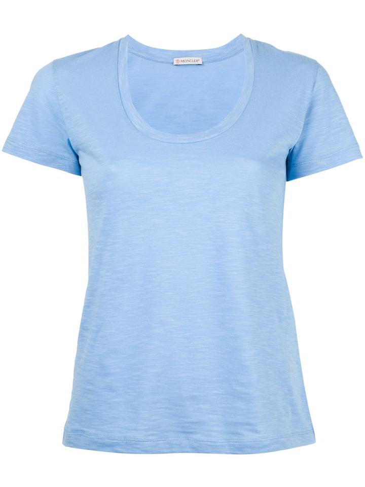 Moncler Scoop Neck T-shirt, Women's, Size: Large, Blue, Cotton