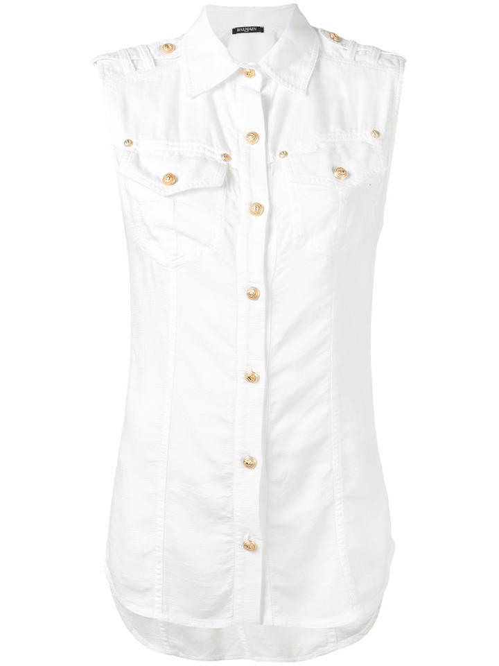 Balmain - Sleeveless Shirt - Women - Lyocell - 36, White, Lyocell
