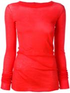 Rick Owens Long Sleeve T-shirt, Women's, Size: 38, Red, Cotton