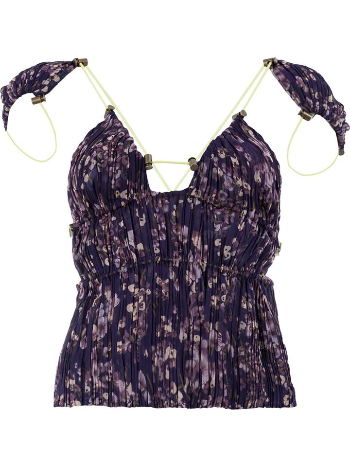 Y / Project Cut Out Rope Strap Detail Blouse - Pink & Purple