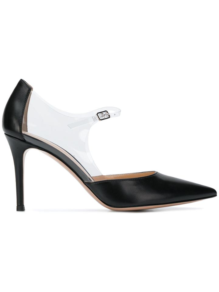 Gianvito Rossi Clear Strap Pointed Pumps - Black