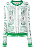 Tory Burch Patterned Cardigan, Women's, Size: Medium, Green, Cotton/viscose