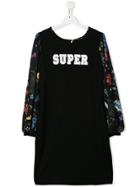 Monnalisa Super Printed Sleeve Dress - Black