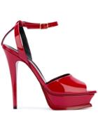 Saint Laurent Tribute 105 Peep Toe Sandals - Red