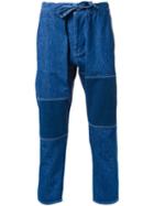 Biro Drawstring Cropped Jeans, Men's, Size: 32, Blue, Cotton