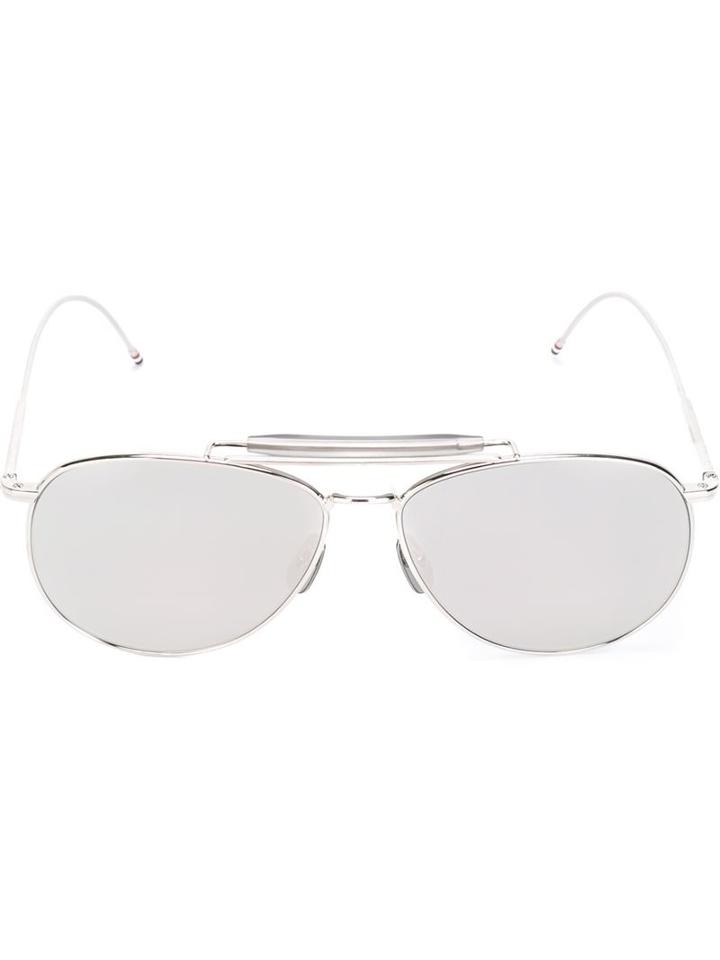 Thom Browne Mirrored Aviator Sunglasses, Men's, Grey, Metal (other)