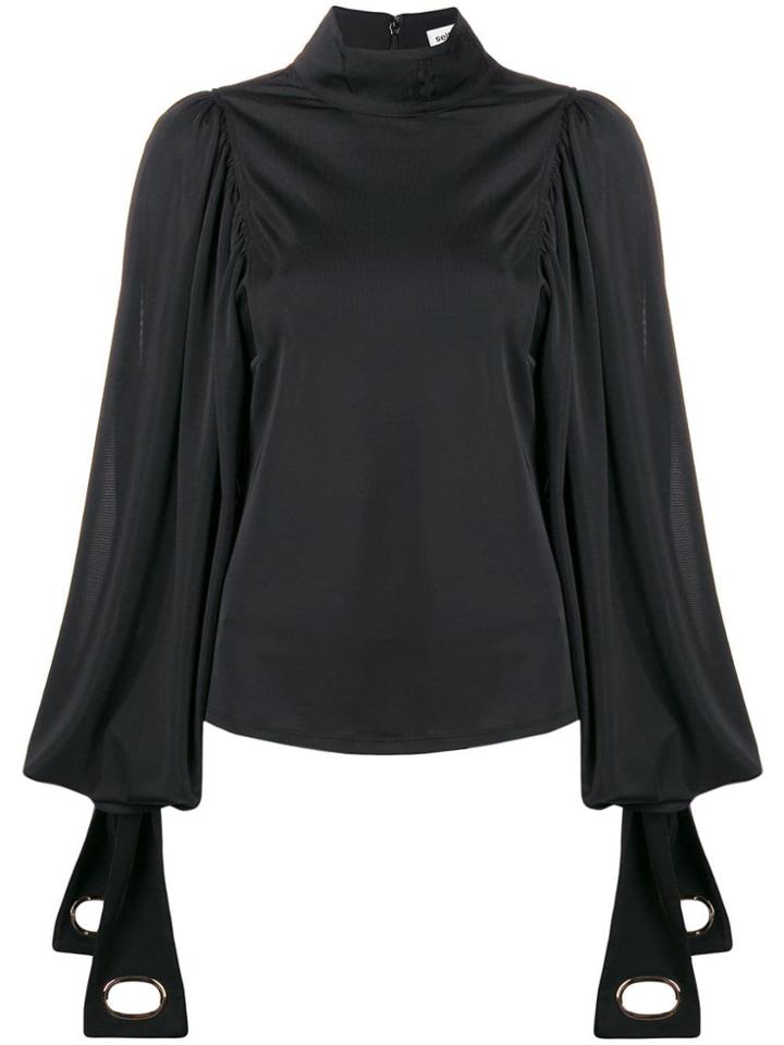 Self-portrait High Neck Top - Black