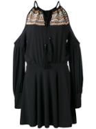 Wandering - Cold Shoulder Beaded Dress - Women - Polyester/spandex/elastane/wood - 40, Black, Polyester/spandex/elastane/wood