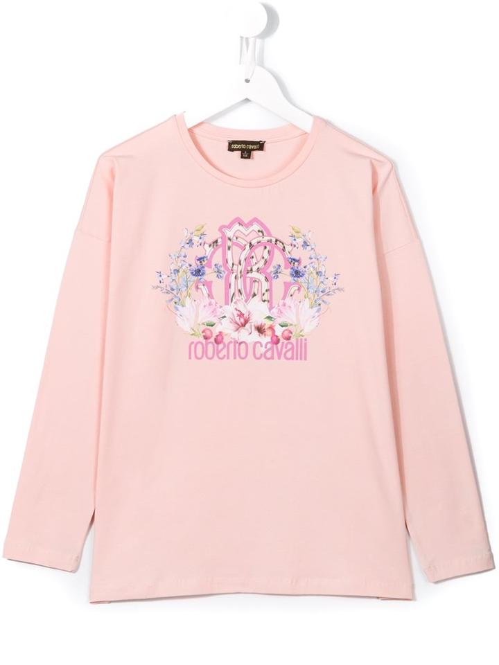 Roberto Cavalli Kids Logo Print T-shirt, Girl's, Size: 8 Yrs, Yellow/orange