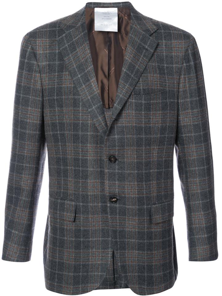Kiton Plaid Blazer - Grey