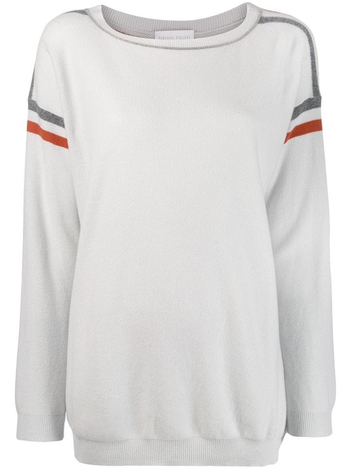 Fabiana Filippi Striped Intarsia Detailed Jumper - Grey