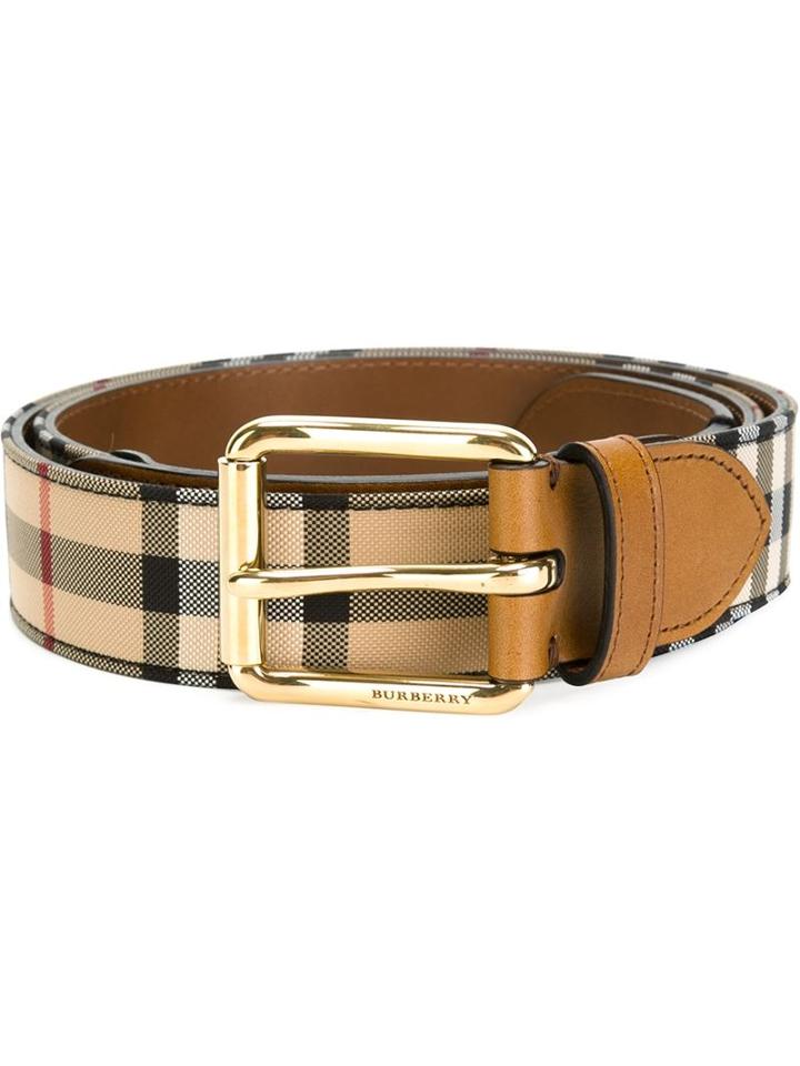 Burberry Horseferry Check Belt, Men's, Size: 105, Nude/neutrals, Polyamide/calf Leather