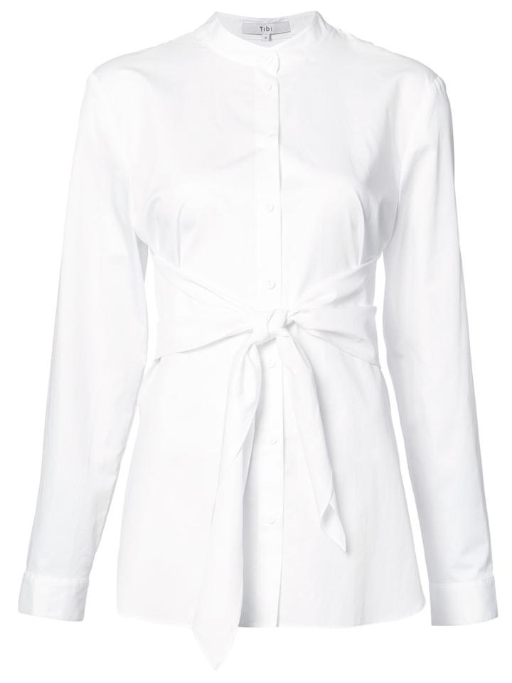Tibi Tie-waist Shirt, Women's, Size: 6, White, Cotton