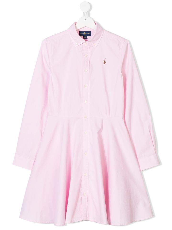 Ralph Lauren Kids Buttondown Shirt Dress - Pink & Purple