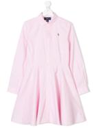 Ralph Lauren Kids Buttondown Shirt Dress - Pink & Purple