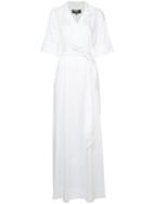 Paule Ka - Long Woven Wrap Dress - Women - Cotton - 38, White, Cotton