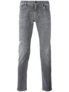 Dolce & Gabbana Distressed Jeans, Men's, Size: 54, Grey, Cotton/polyurethane/zamak/calf Leather