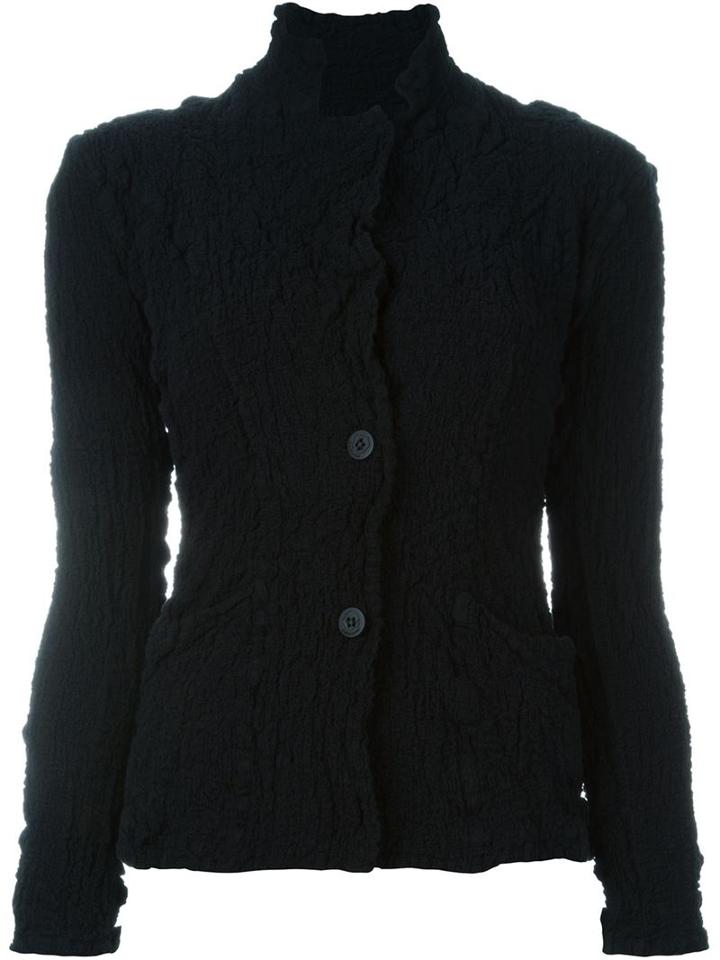 Issey Miyake Cauliflower Micro Pleat Fitted Jacket, Women's, Black, Cotton/polyurethane