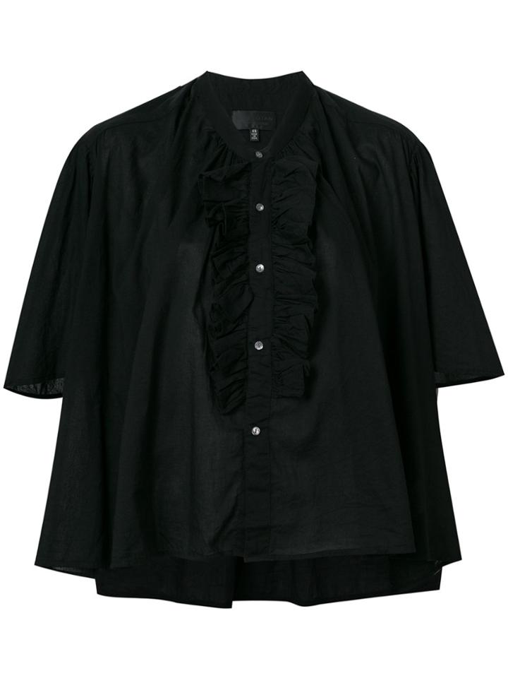 Nili Lotan Ruffle Detailed Shortsleeved Shirt - Black