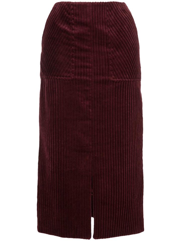 Astraet Ribbed Pencil Skirt - Red