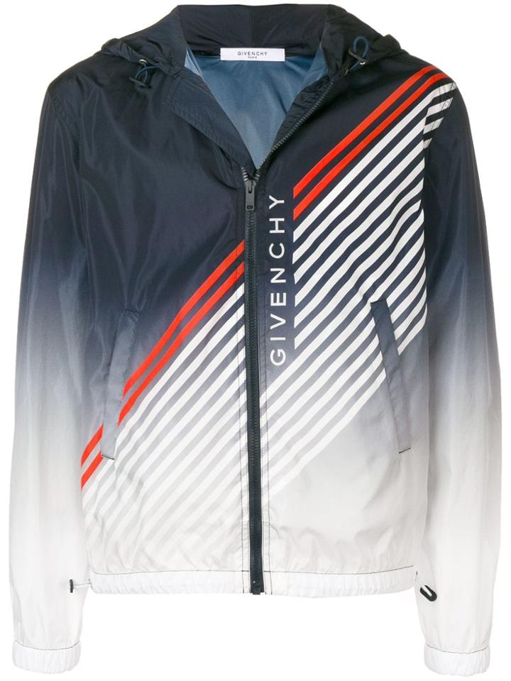 Givenchy Stripe Logo Windbreaker Jacket - Blue