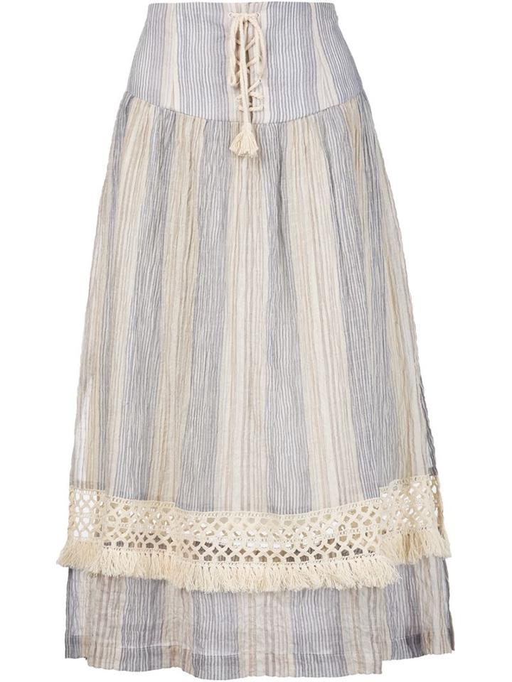 Sea Striped Lace-up Skirt