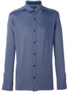 Ermenegildo Zegna Jacquard Button Down Shirt, Men's, Size: 56, Blue, Cotton