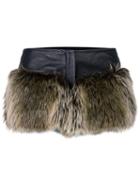 Chanel Vintage Faux Fur Shorts, Women's, Size: 38, Brown