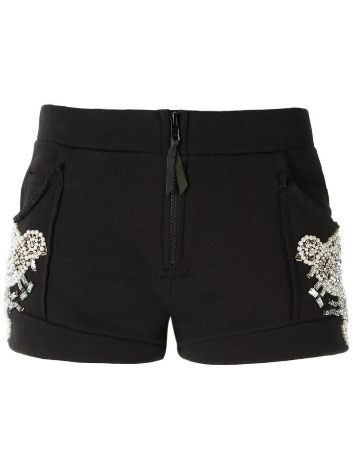 Embellished Shorts - Women - Cotton/polyester - P, Black, Cotton/polyester, Andrea Bogosian