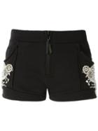 Embellished Shorts - Women - Cotton/polyester - P, Black, Cotton/polyester, Andrea Bogosian