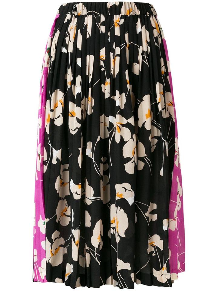 Nº21 Floral Pleated Skirt - Black
