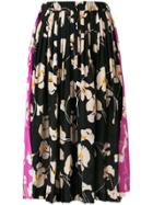 Nº21 Floral Pleated Skirt - Black